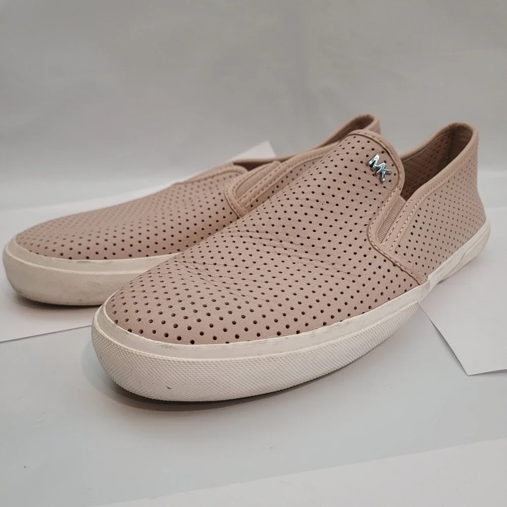 Michael Kors Keaton Slip-On Sneakers Womens 8M Pink Perforated Leather Excellent